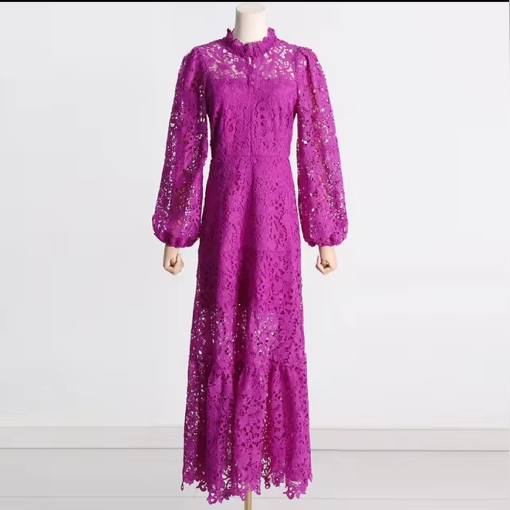 New Joa Embroidered Lace Trimmed Flare Maxi Dress size xl - Picture 4 of 6